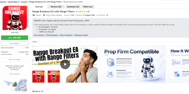 Range Breakout EA with Range Filters v5.20-EA交易综合站